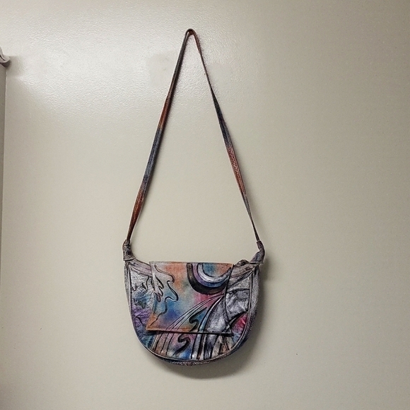 ♡♤Hostpick ♡♤Vintage SMDC Hand painted genuine Leather  CROSSBODY BAG - Picture 1 of 13
